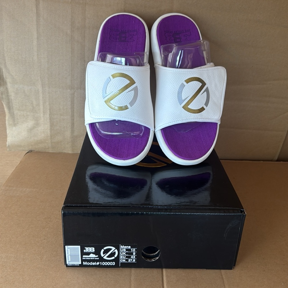 NWT- BIG BALLER BRAND Z02 Slide Sandals with Logo Accent